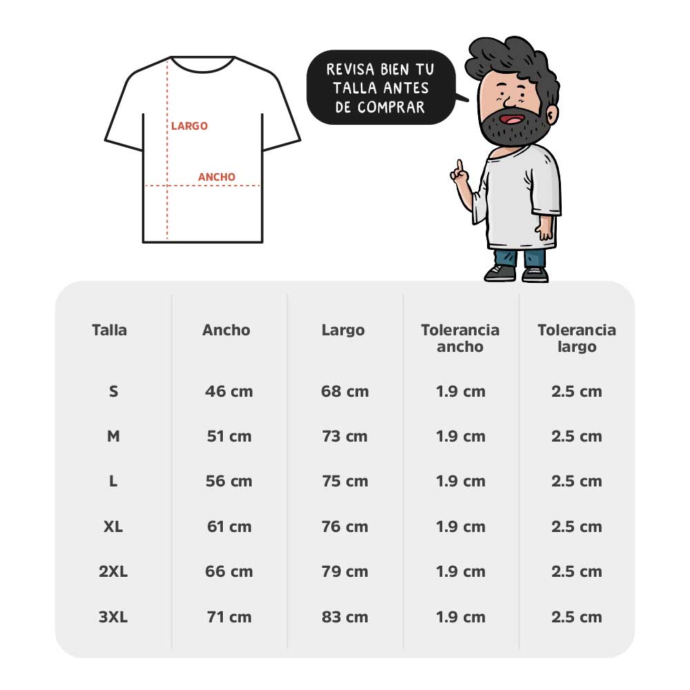 Tabla de tallas Polera Completo Friends