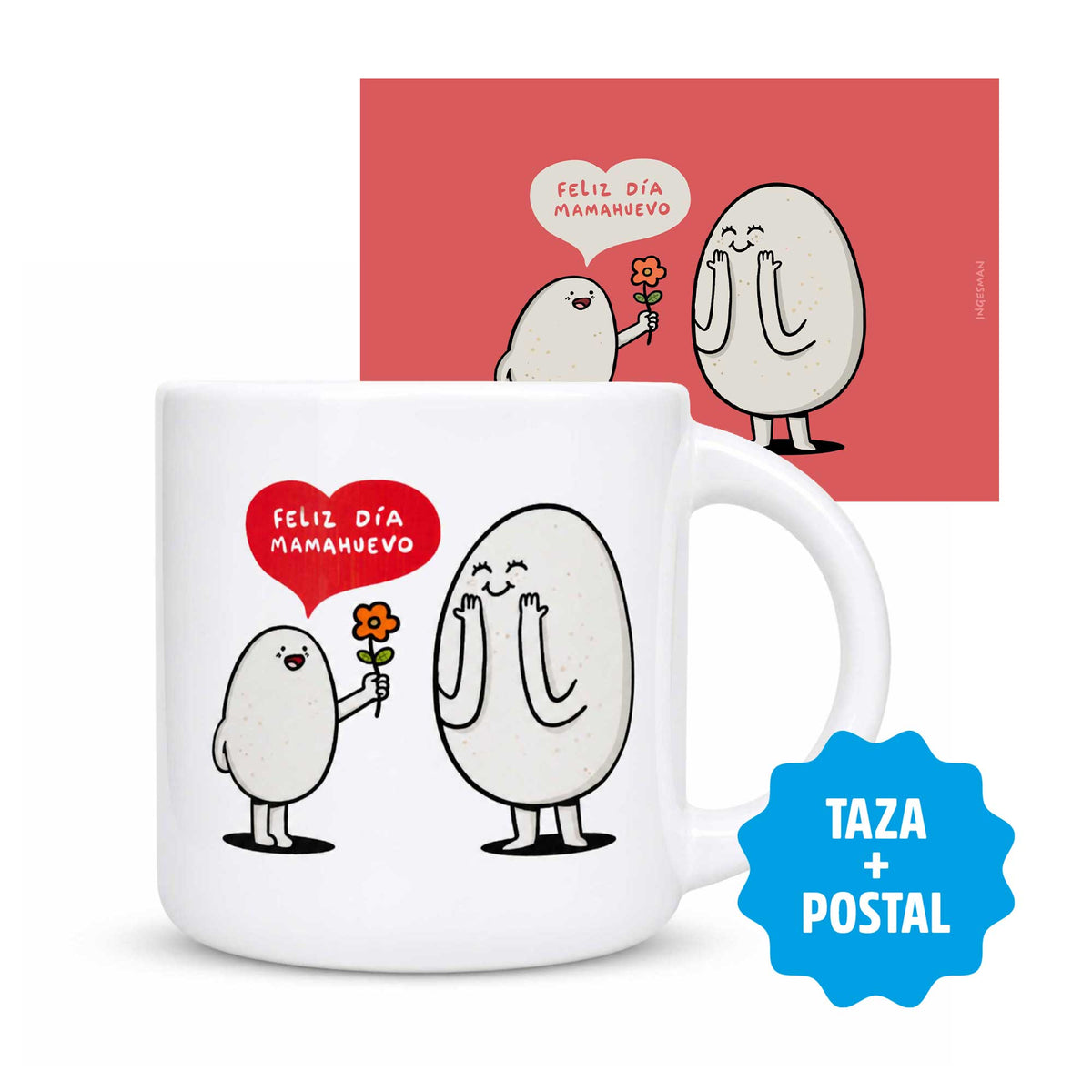 Pack Tazón “Feliz día mamahuevo” + Postal — Edición Especial
