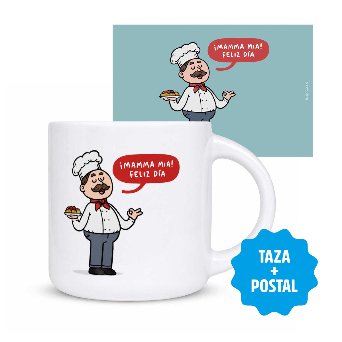 Pack Tazón “Mamma Mia!” + Postal — Edición Especial