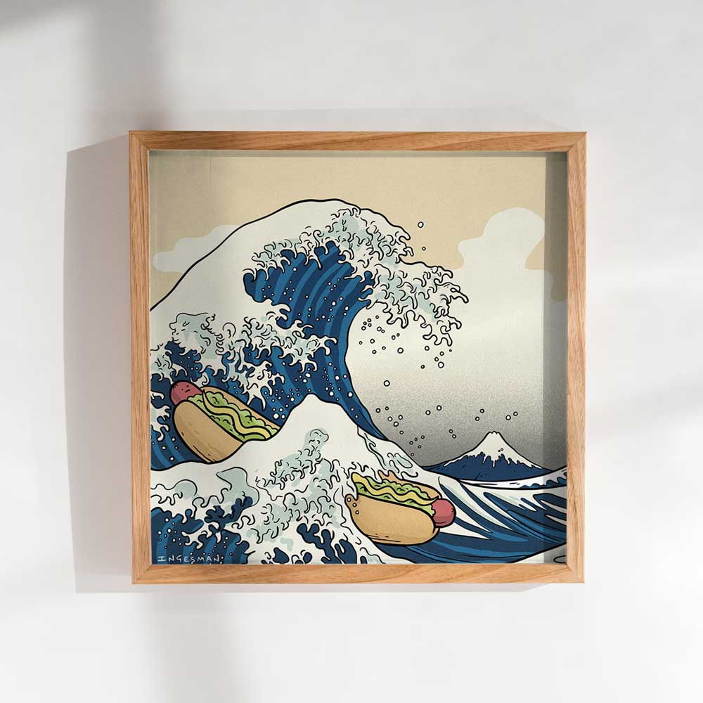 Lámina La Gran Ola de Kanagawa Arte Más Completo 20x20