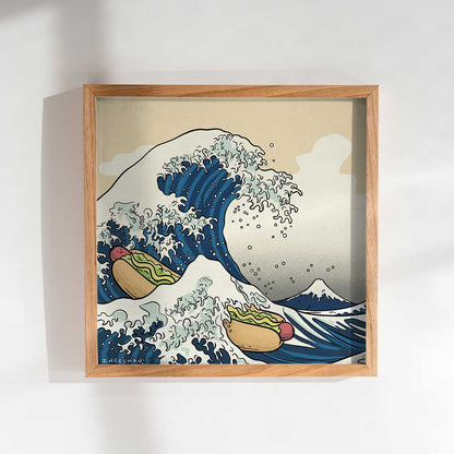 Lámina La Gran Ola de Kanagawa Arte Más Completo 20x20