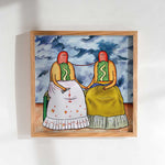 Lámina Arte Más Completo inspirada en Las Dos Fridas, enmarcada y colgada en la pared, 20x20 cm
