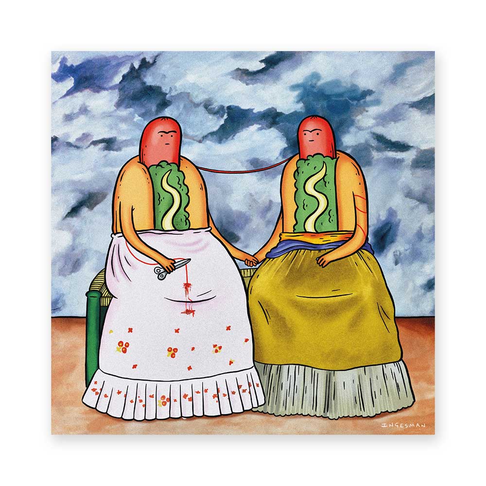 Lámina de colección Arte Más Completo inspirada en Las Dos Fridas de Frida Kahlo, 20x20 cm