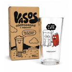 Vaso cervecero Es Una Lata de Ingesman junto a su caja de cartón kraft Vasos Cerveceros x Ingesman