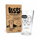 Vaso cervecero Soy tu Fanchop de Ingesman junto a su caja de cartón kraft Vasos Cerveceros x Ingesman